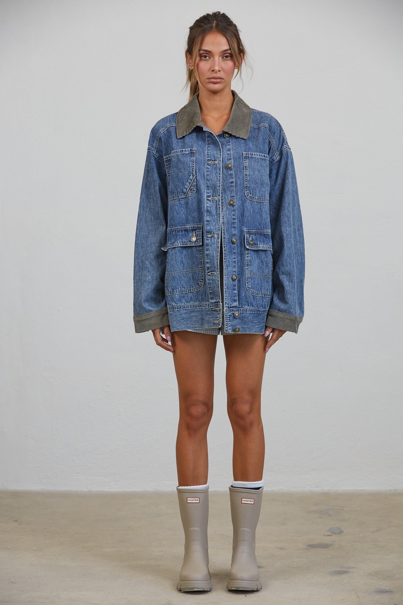 Western Social Contrast Collar Denim Jacket - Westly