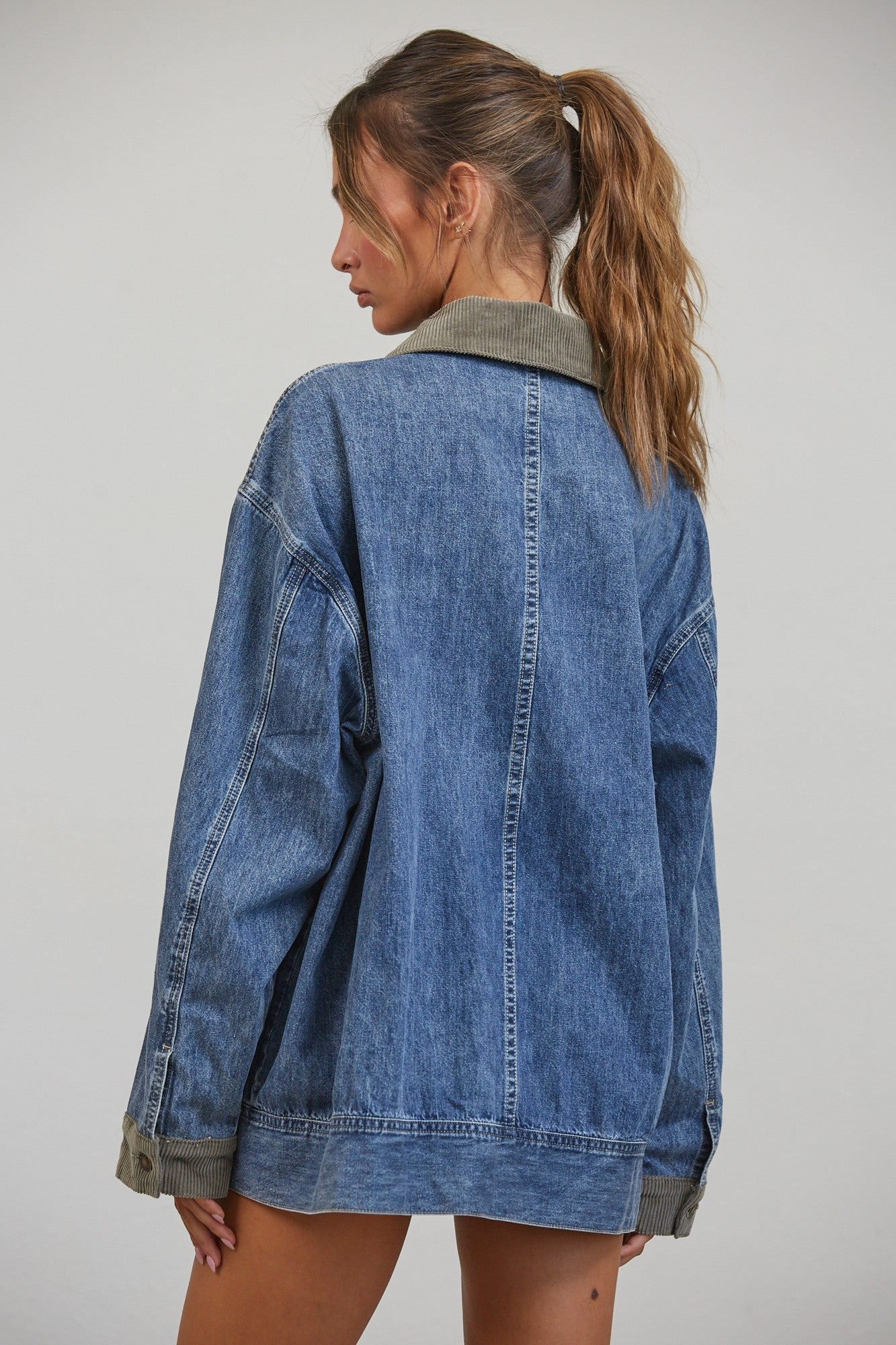 Western Social Contrast Collar Denim Jacket - Westly