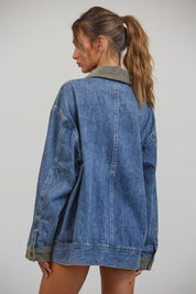 Western Social Contrast Collar Denim Jacket - Westly