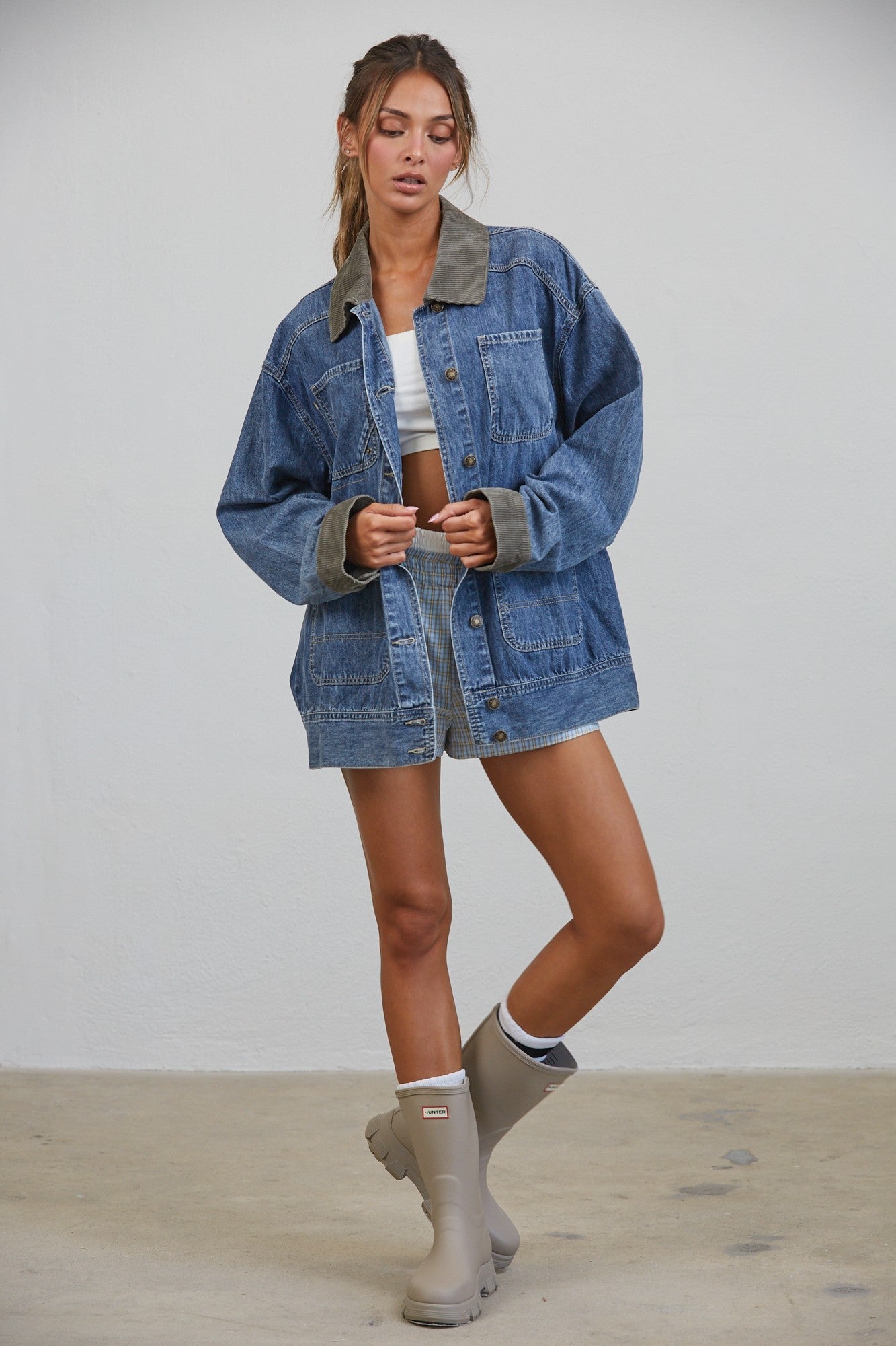 Western Social Contrast Collar Denim Jacket - Westly