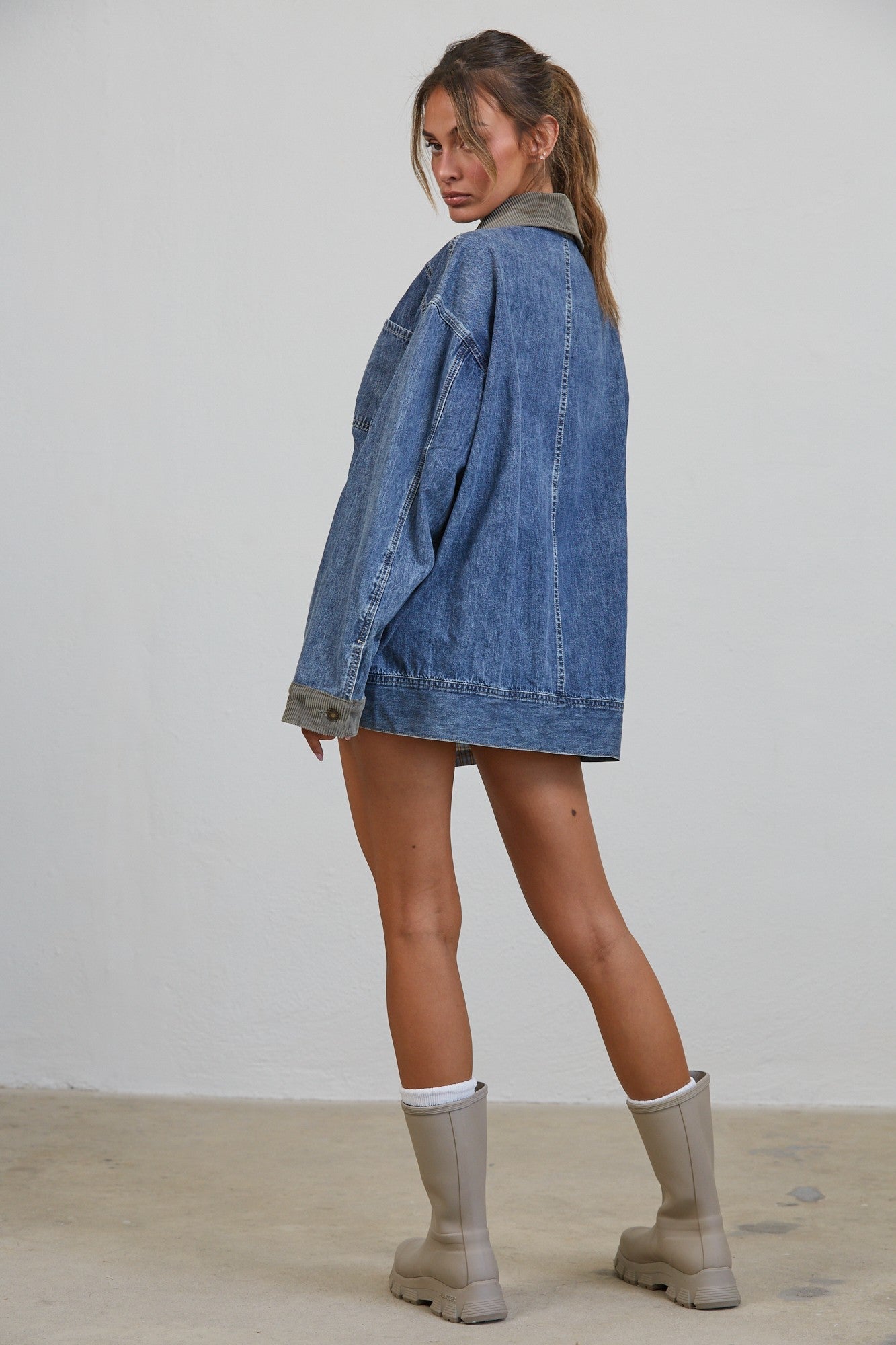 Western Social Contrast Collar Denim Jacket - Westly