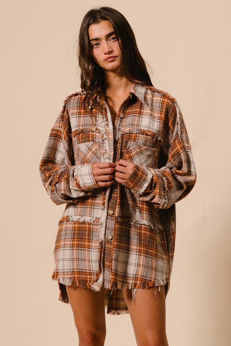 Weston Frayed Edge Plaid Shacket - Westly