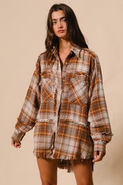 Weston Frayed Edge Plaid Shacket - Westly