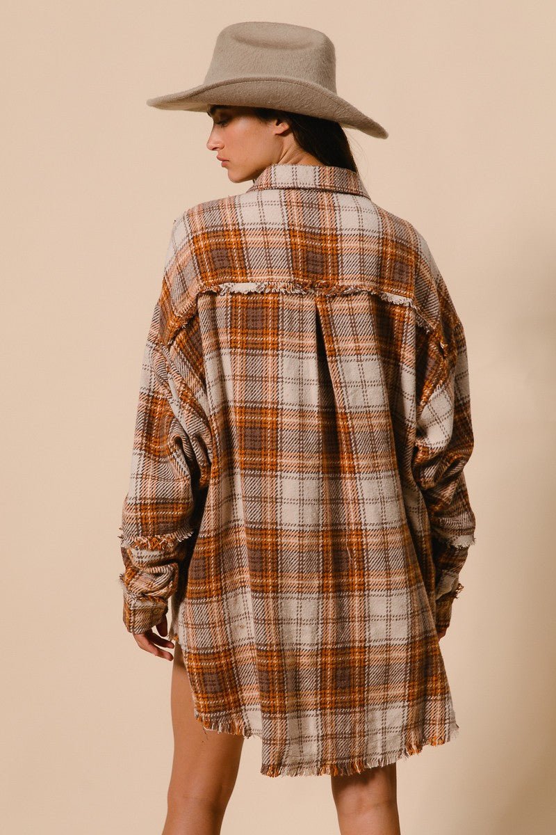 Weston Frayed Edge Plaid Shacket - Westly