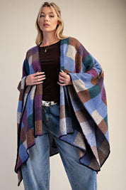 Westward Brushed Hacci Oversized Plaid Cape - Westly