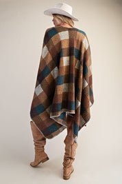Westward Brushed Hacci Oversized Plaid Cape - Westly