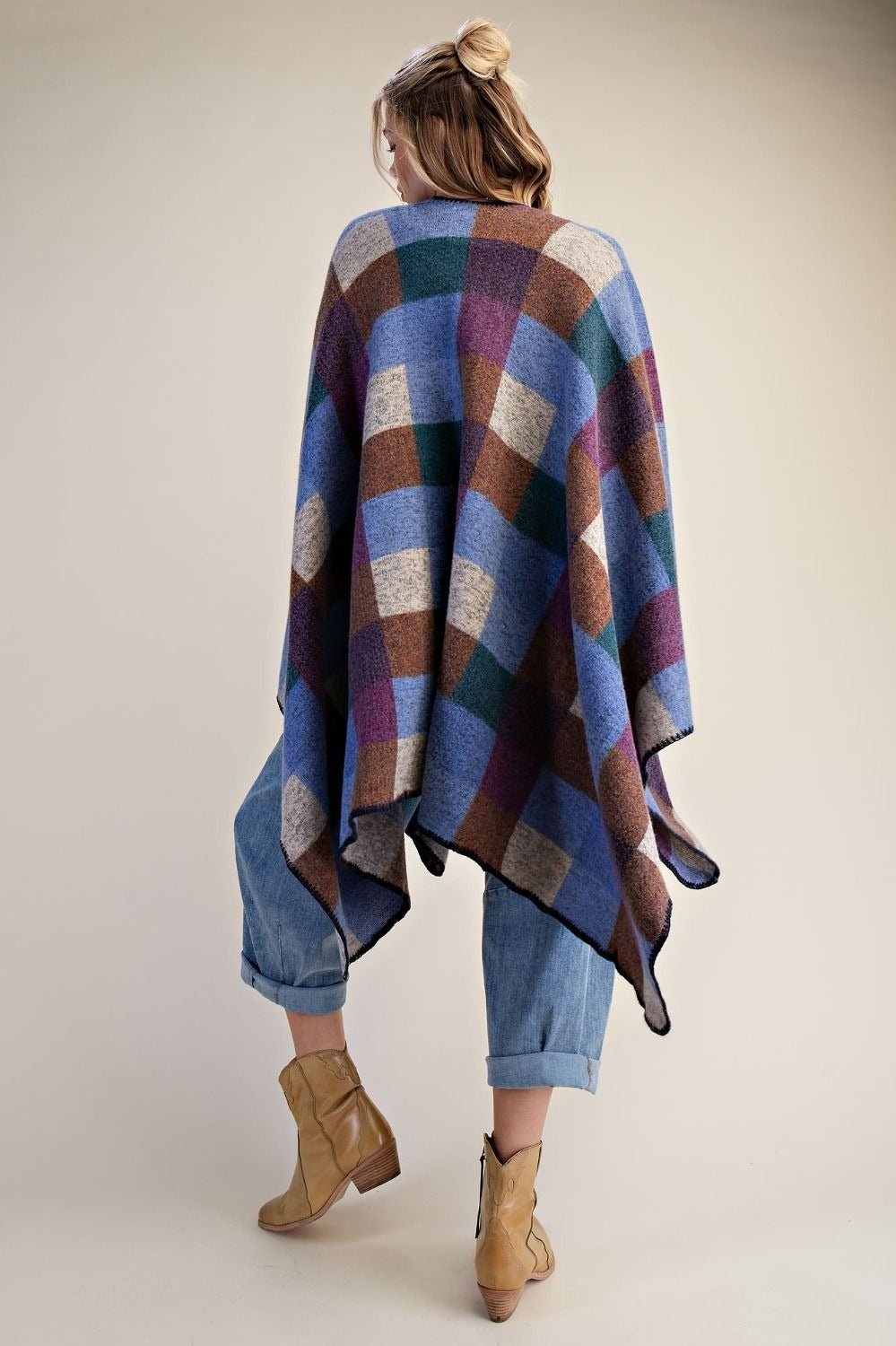 Westward Brushed Hacci Oversized Plaid Cape - Westly