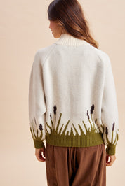 Wetland Scene Mallard Zip Sweater in Cream - product photo 4