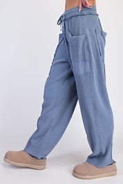 Whitman Washed Waffle Barrel Pants in Dusty Blue, photo 2