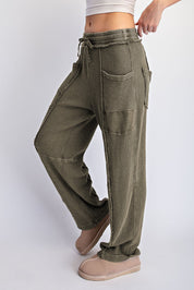 Whitman Washed Waffle Barrel Pants in Olive, photo 3
