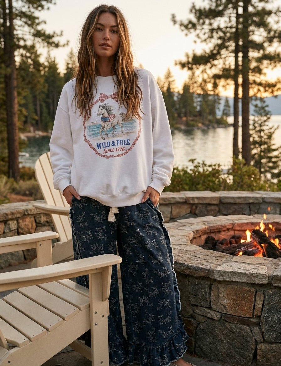 Wild and Free Oversized Graphic Sweatshirt - Westly
