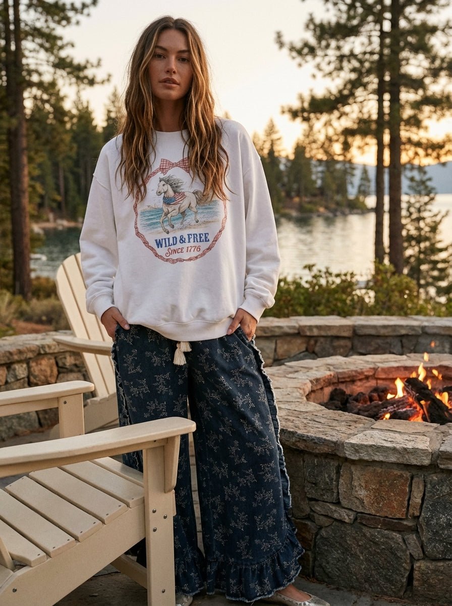 Wild and Free Oversized Graphic Sweatshirt - Westly