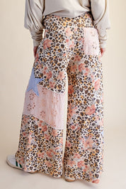 Wild Child Leopard-Floral Washed Terry Knit Pants - Westly