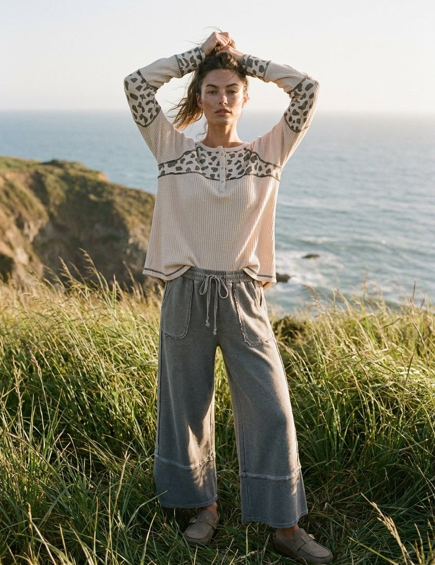 Wild Days Washed Thermal Henley - Westly
