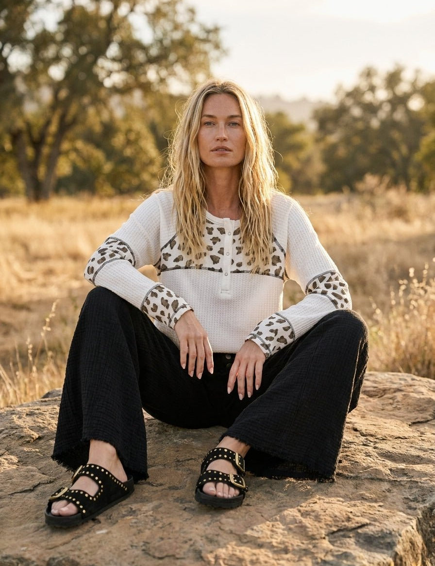 Wild Days Washed Thermal Henley - Westly