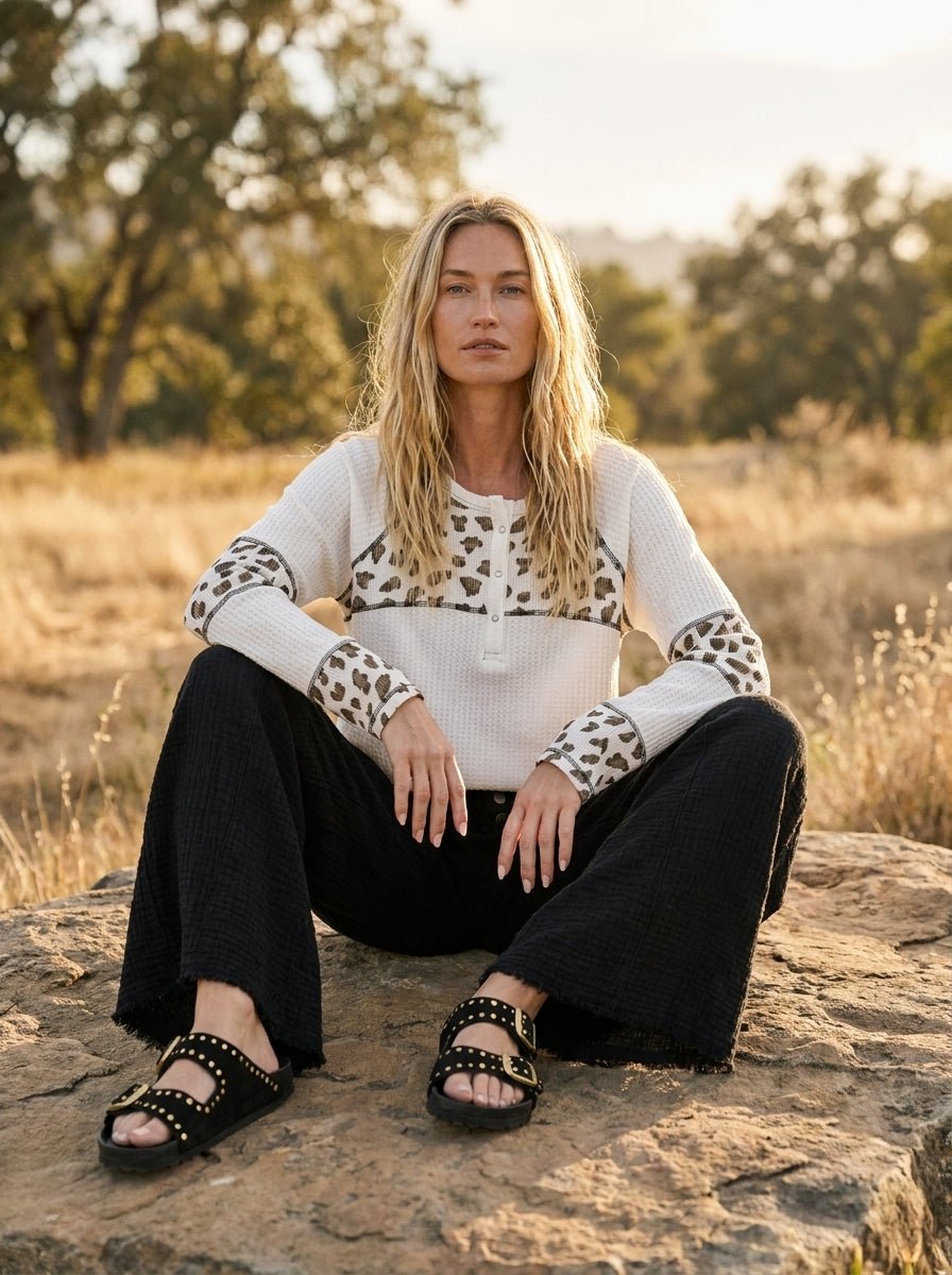 Wild Days Washed Thermal Henley - Westly