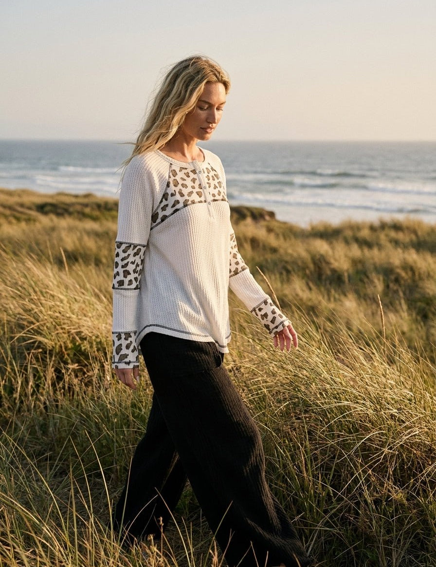 Wild Days Washed Thermal Henley - Westly