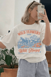 Wild Flowers & Wild Horses Oversized Graphic Tee - Westly