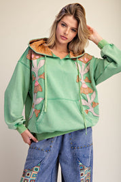 Wild Iris Floral Patch Washed Terry Hoodie - Westly