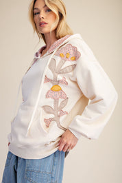 Wild Iris Floral Patch Washed Terry Hoodie - Westly