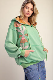 Wild Iris Floral Patch Washed Terry Hoodie - Westly