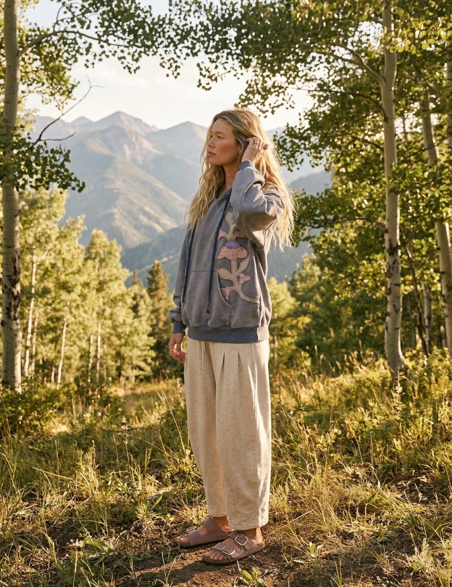 Wild Iris Floral Patch Washed Terry Hoodie - Westly
