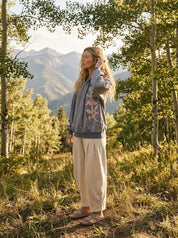 Wild Iris Floral Patch Washed Terry Hoodie - Westly