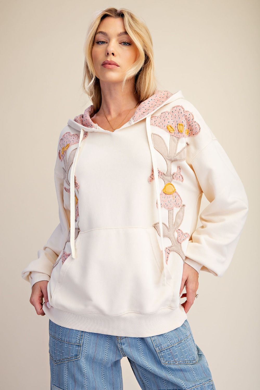 Wild Iris Floral Patch Washed Terry Hoodie - Westly