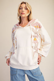 Wild Iris Floral Patch Washed Terry Hoodie - Westly