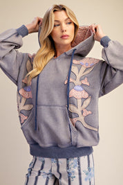 Wild Iris Floral Patch Washed Terry Hoodie - Westly