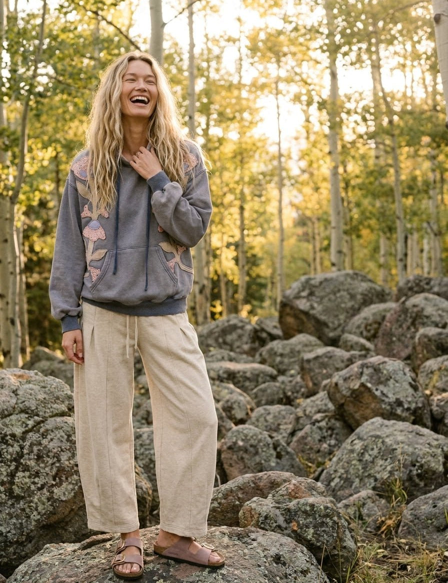 Wild Iris Floral Patch Washed Terry Hoodie - Westly