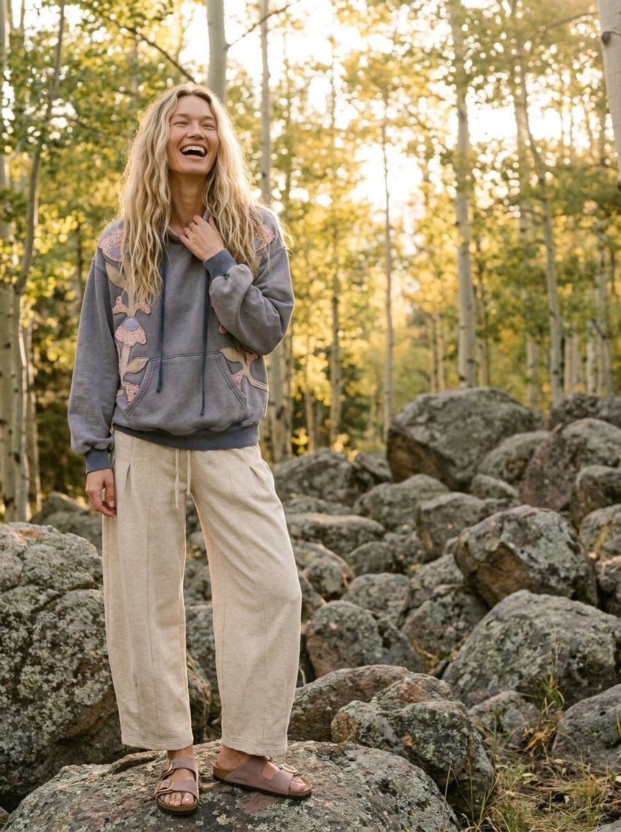 Wild Iris Floral Patch Washed Terry Hoodie - Westly