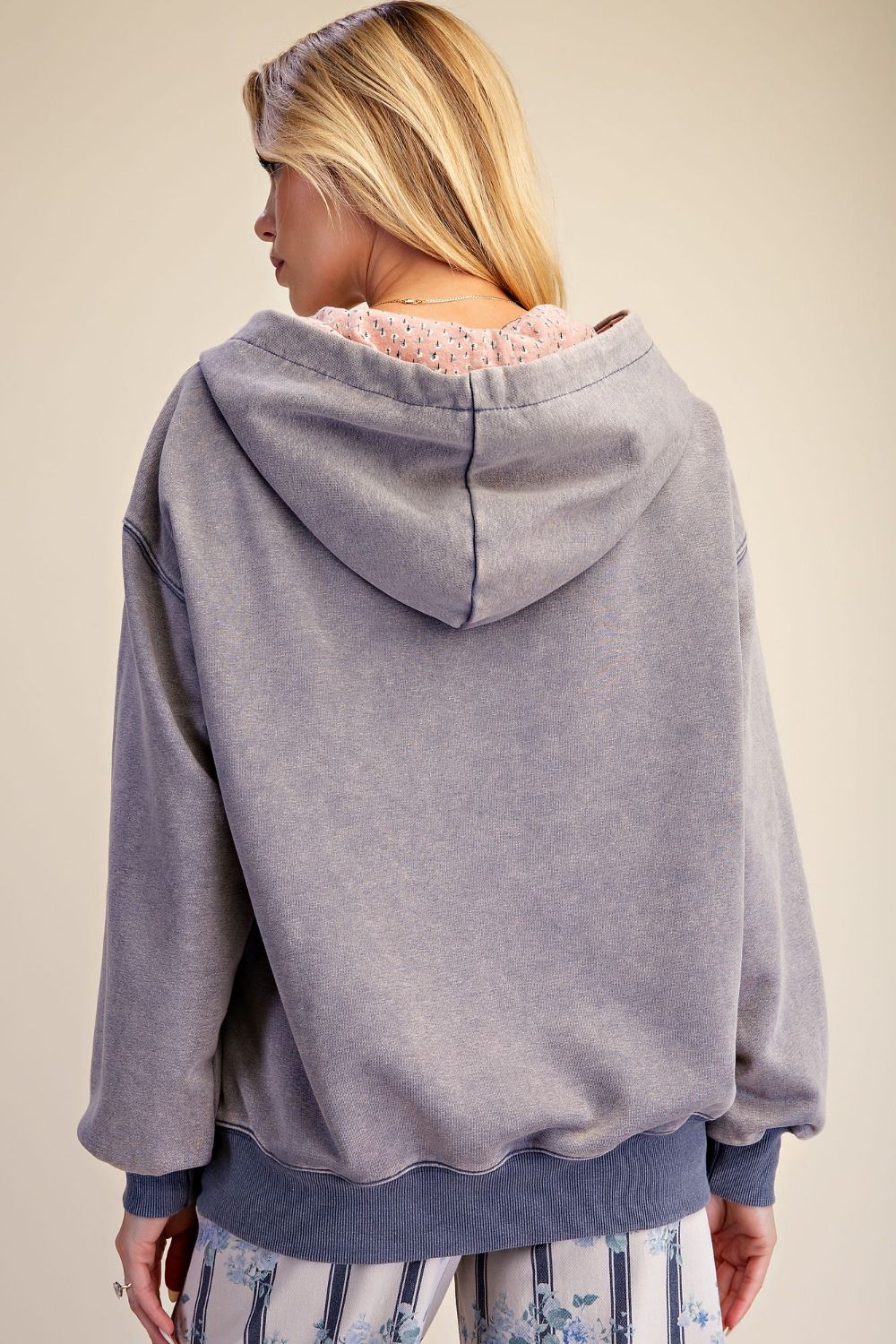 Wild Iris Floral Patch Washed Terry Hoodie - Westly