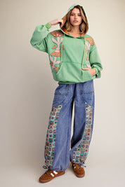 Wild Iris Floral Patch Washed Terry Hoodie - Westly