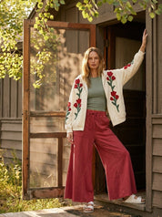 Wild Rose Floral Embroidered Zip-Up Hoodie - Westly