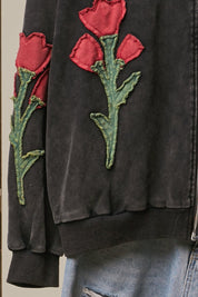 Wild Rose Floral Embroidered Zip-Up Hoodie - Westly