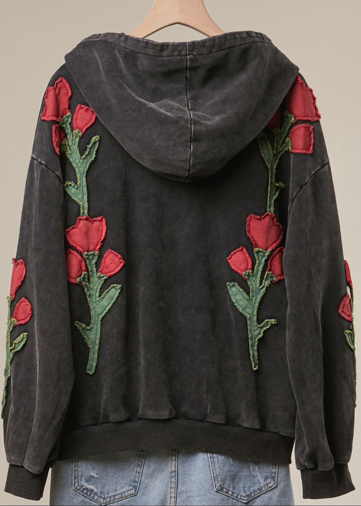 Wild Rose Floral Embroidered Zip-Up Hoodie – Westly