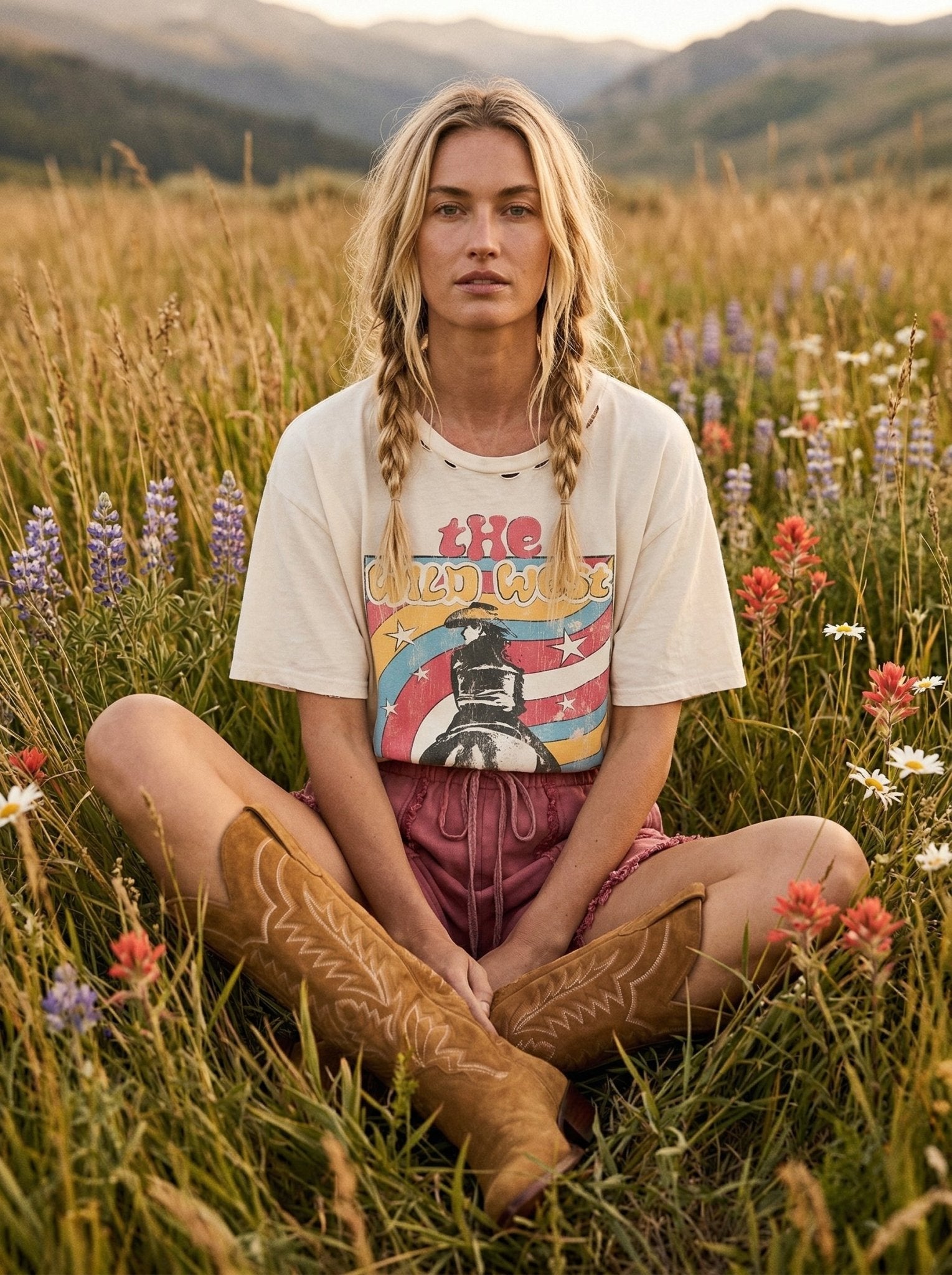 Wild West Graphic Distressed Tee - Westly