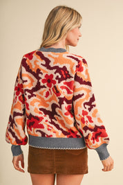 Wildbloom Abstract Floral Sweater - Charcoal Ginger