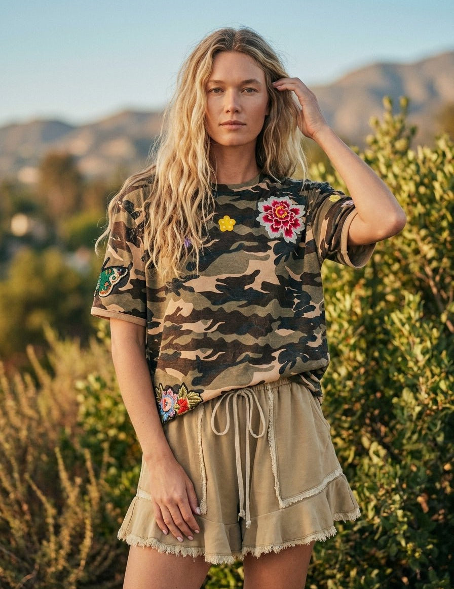 Wildflower Camo Patch Oversized Tee - Westly