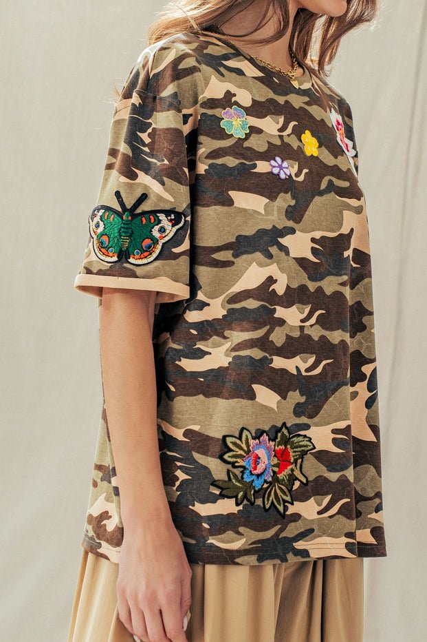 Wildflower Camo Patch Oversized Tee - Westly