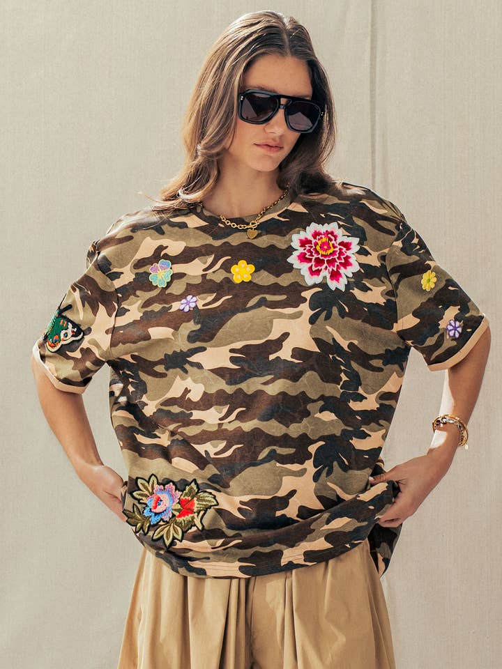 Wildflower Camo Patch Oversized Tee - Westly