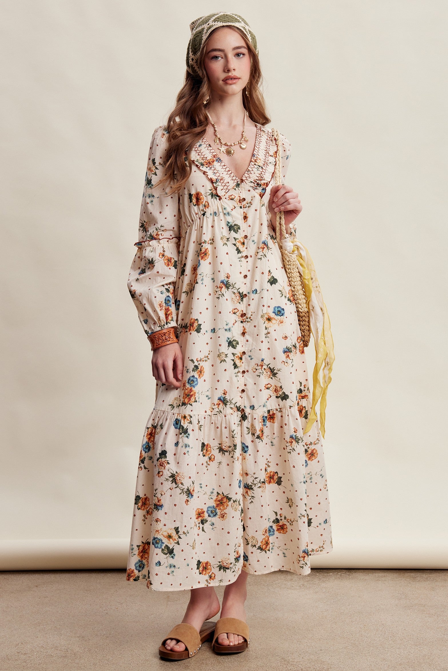 Wildflower Hour Smocked Maxi Dress in Ecru - product photo 4