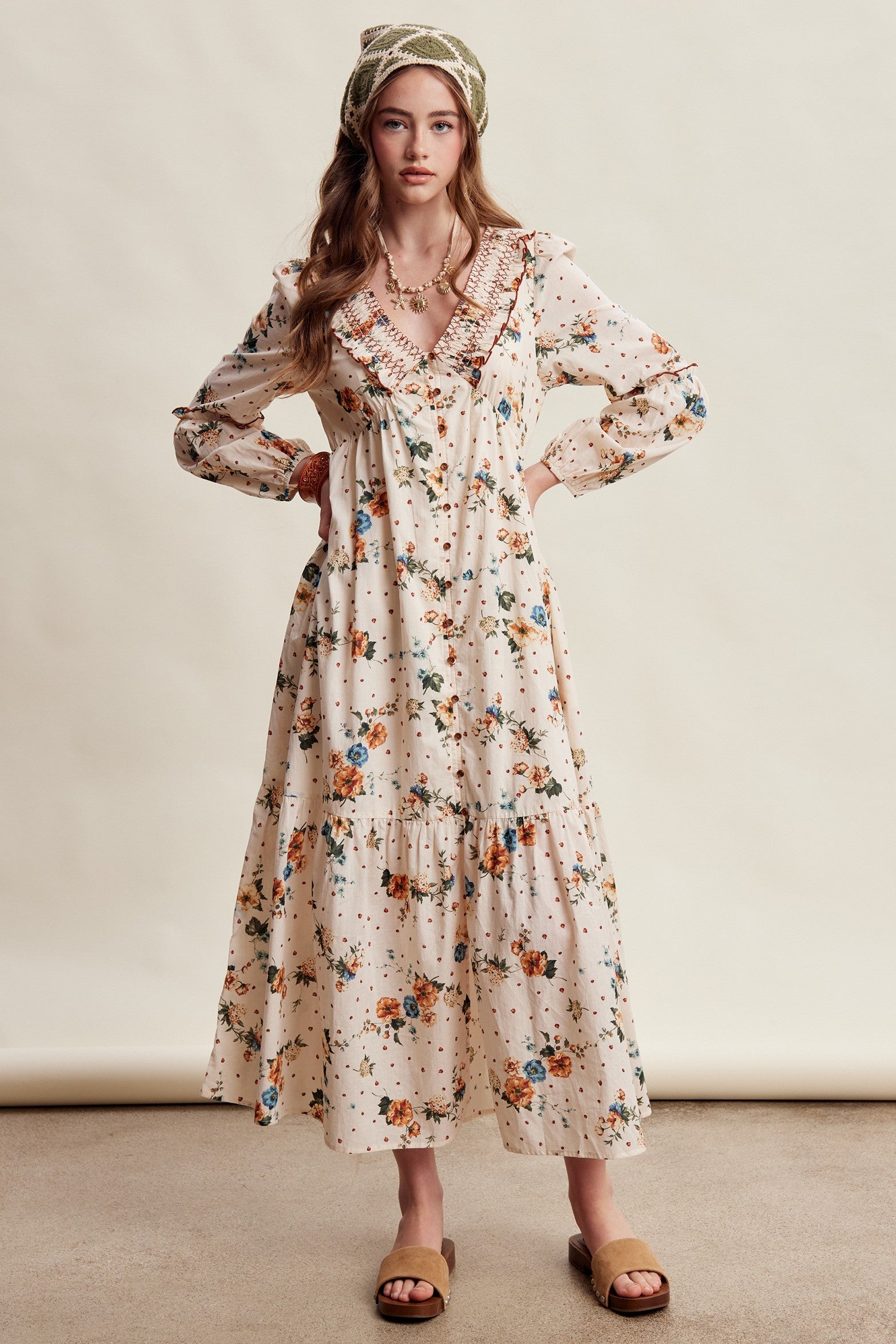 Wildflower Hour Smocked Maxi Dress in Ecru - product photo 5