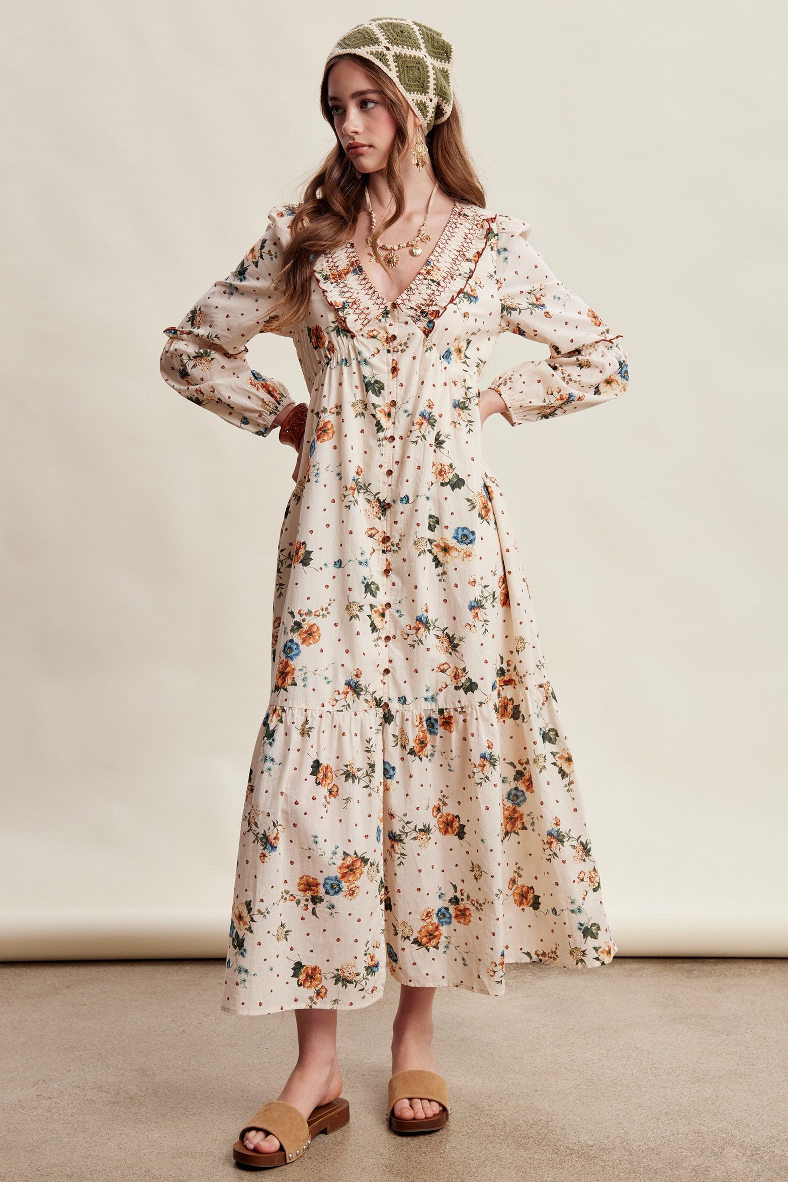 Wildflower Hour Smocked Maxi Dress in Ecru - product photo 6