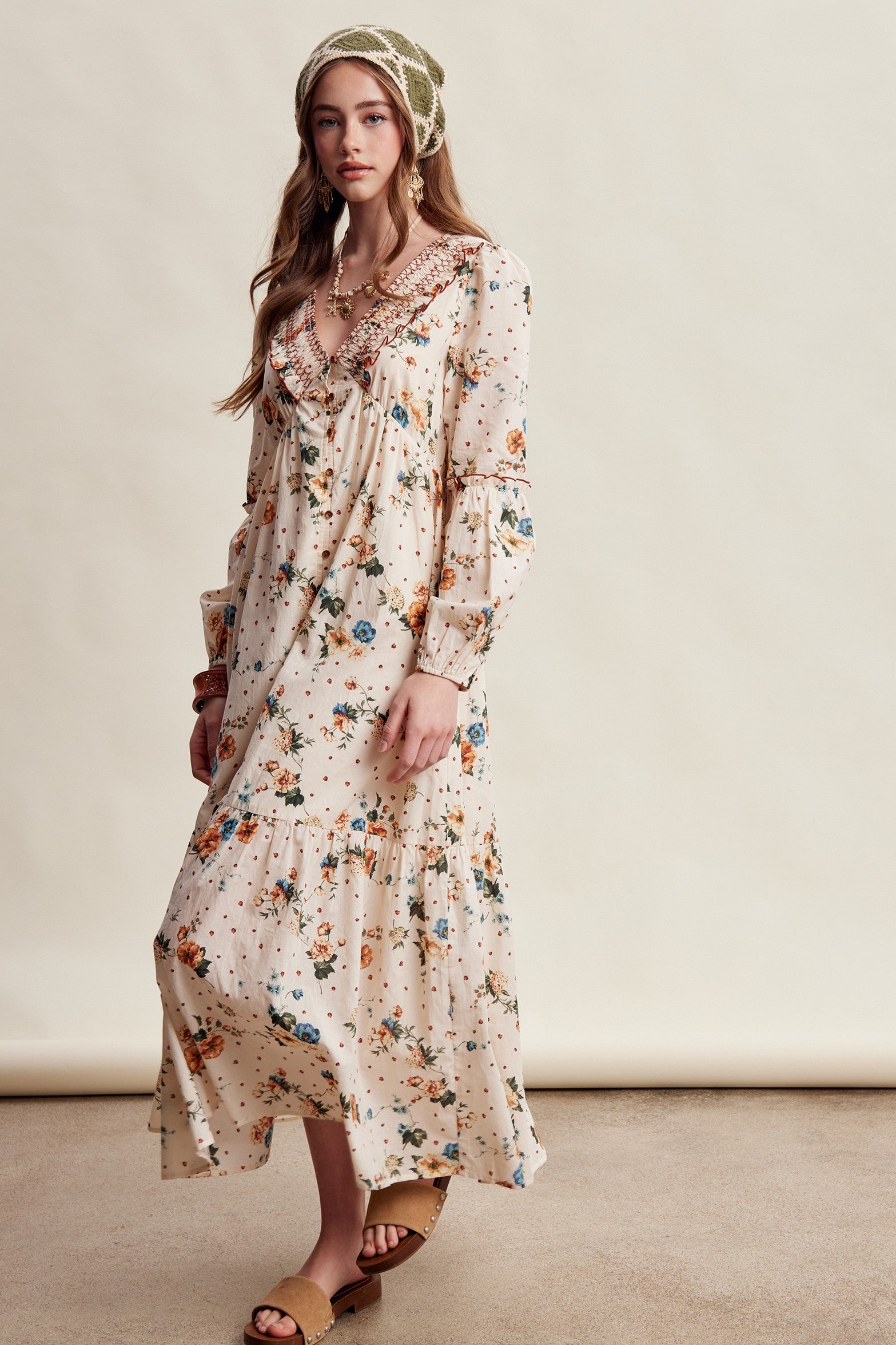 Wildflower Hour Smocked Maxi Dress in Ecru - product photo 7