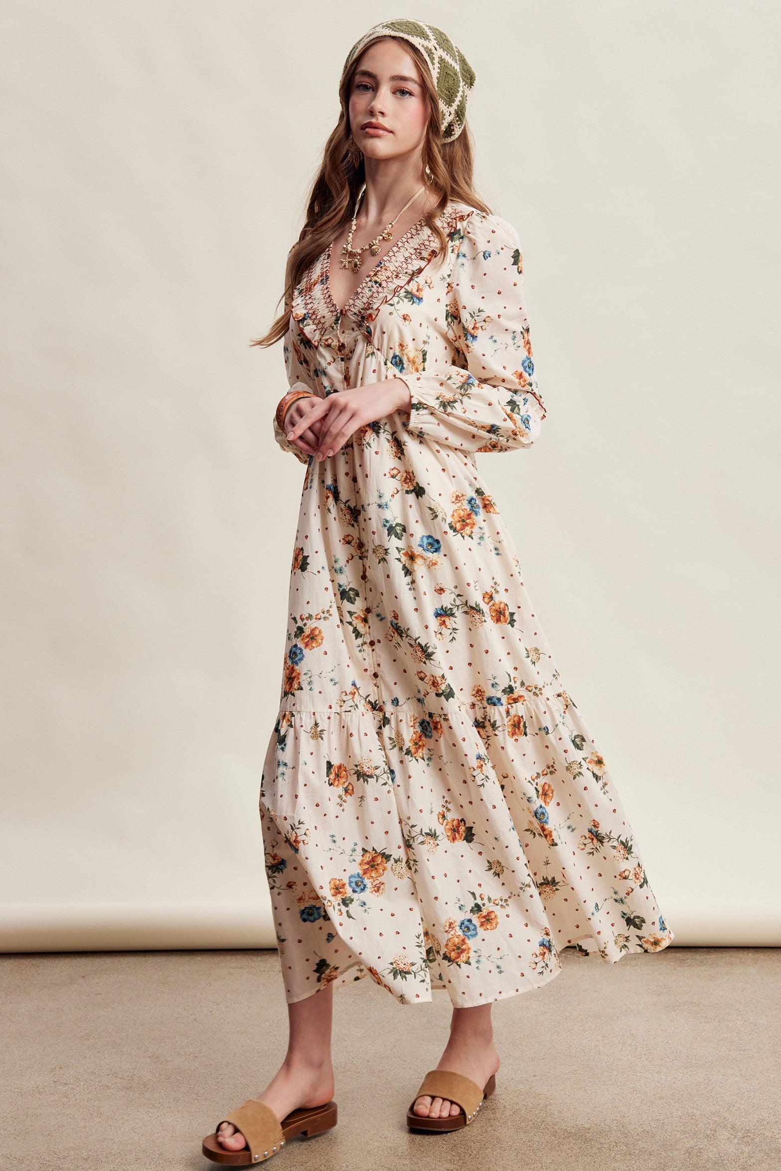 Wildflower Hour Smocked Maxi Dress in Ecru - product photo 8