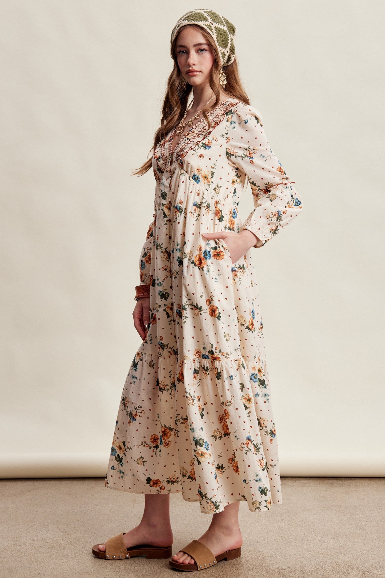 Wildflower Hour Smocked Maxi Dress in Ecru - product photo 9