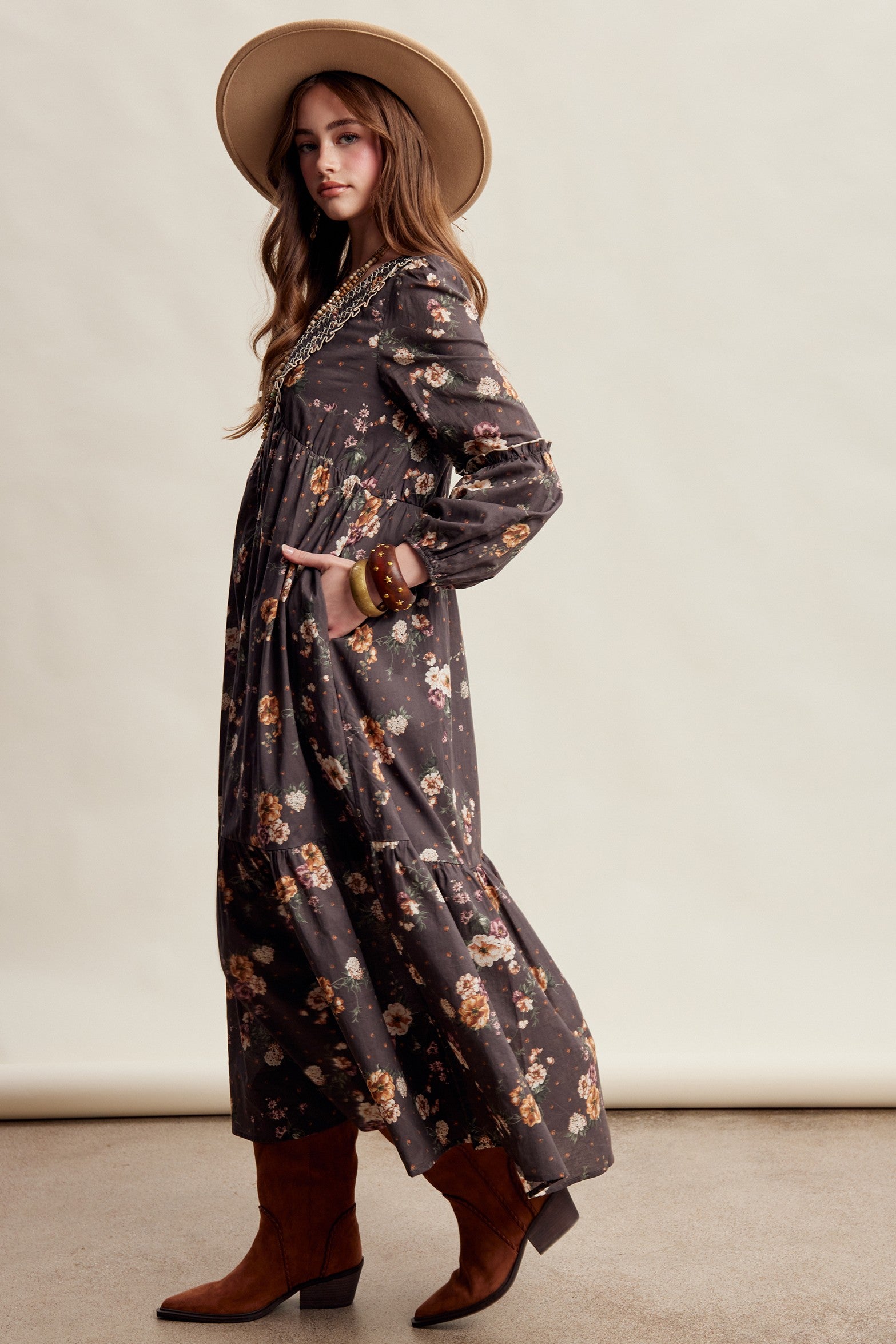 Wildflower Hour Smocked Maxi Dress in Mocha - product photo 6
