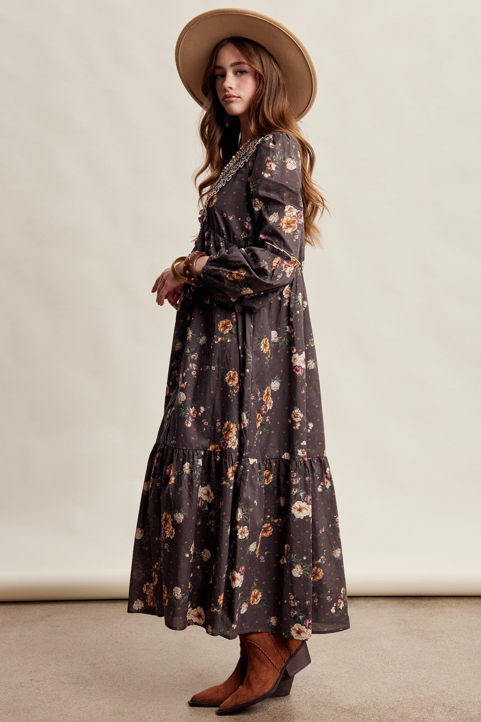 Wildflower Hour Smocked Maxi Dress in Mocha - product photo 8